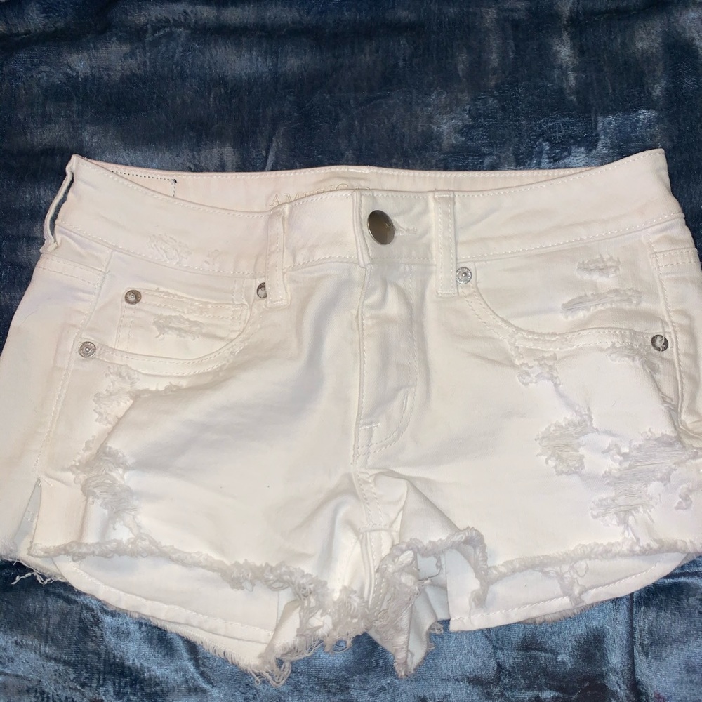 American Eagle white jean shorts